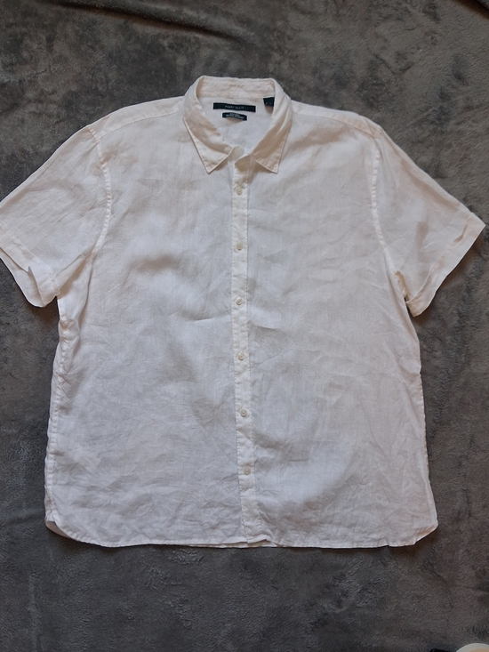 Perry Ellis Other - Men's Perry Ellis Short-Sleeve Linen Button Down Shirt  White XXL